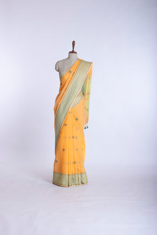 Alikam Khadi cotton plain saree in Lavender and white slub texture-1