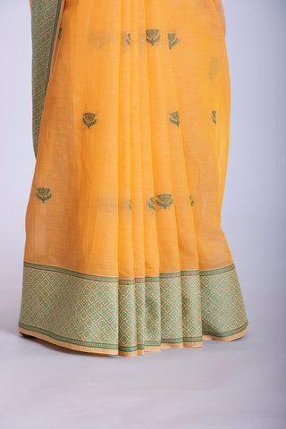 Alikam Khadi cotton plain saree in Lavender and white slub texture-1