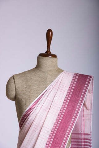 Mustrad Yellow Mangalagiri cotton saree with checks self weave.