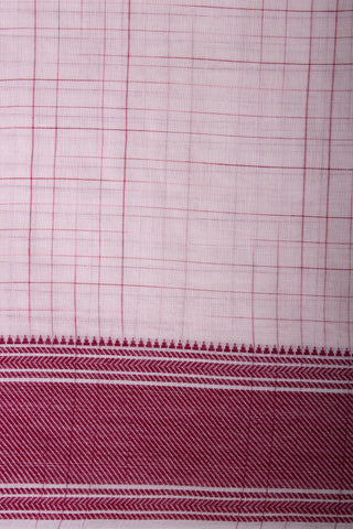 Mustrad Yellow Mangalagiri cotton saree with checks self weave.