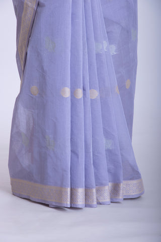 Cream color Venkatagiri Cotton saree with Peacock design weave