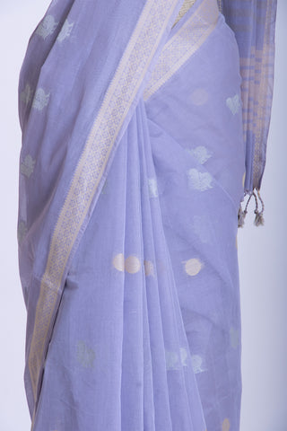 Cream color Venkatagiri Cotton saree with Peacock design weave