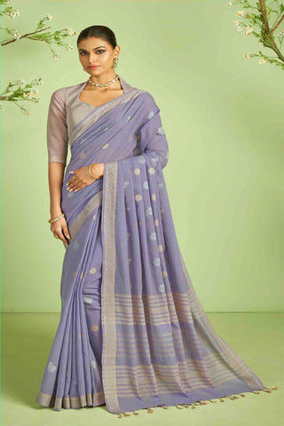 Cream color Venkatagiri Cotton saree with Peacock design weave