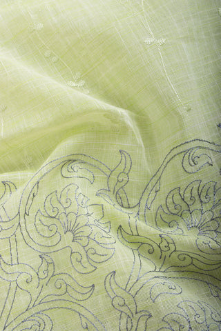 Alikam Khadi cotton saree with hand embroidery work.