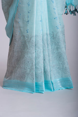 Alikam Khadi cotton saree with hand embroidery work.