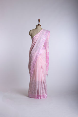 Alikam Khadi cotton saree with hand embroidery work.