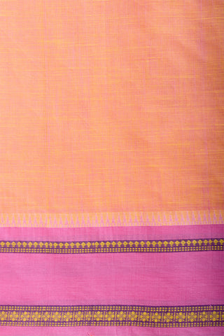 Chettinadu cotton saree  with yellow color branches and pink color flower hand embroidery.