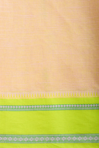 Chettinadu cotton saree  with yellow color branches and pink color flower hand embroidery.