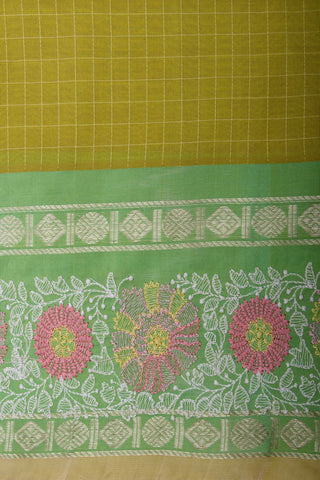 Gadwal silk checks saree with embroidery work