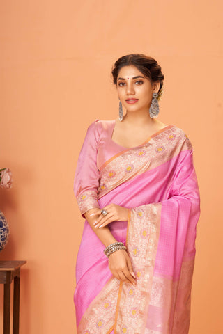 Gadwal silk checks saree with embroidery work