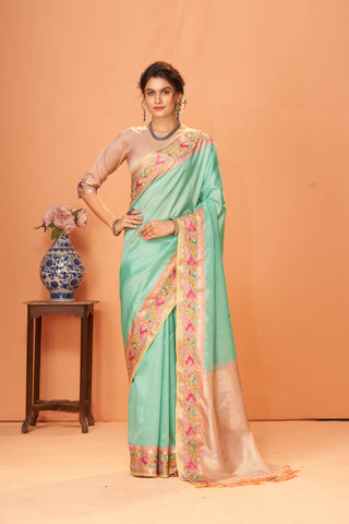 Gadwal silk checks saree with embroidery work