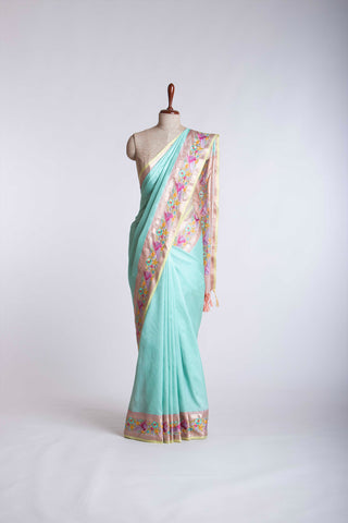 Gadwal silk checks saree with embroidery work