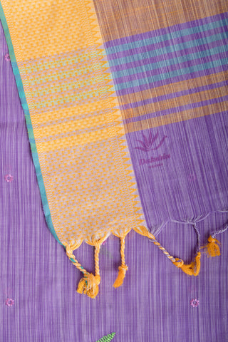 Ikkat Cotton Embroidery Work Sarees With Soft Amber.