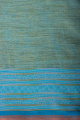 Ikkat Cotton Leaf And Dot Design Embroidery Work Sarees With Soft Amber.