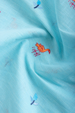 Kanchi Cotton Saree With Hand Embroidery.