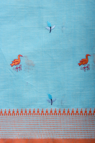 Kanchi Cotton Saree With Hand Embroidery.