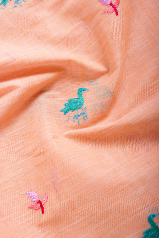 Kanchi Cotton Saree With Hand Embroidery.