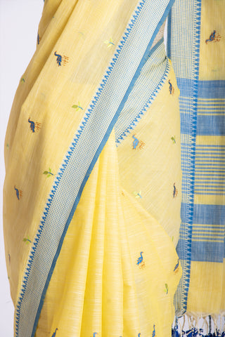 Kanchi Cotton Saree With Hand Embroidery.