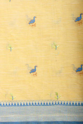 Kanchi Cotton Saree With Hand Embroidery.