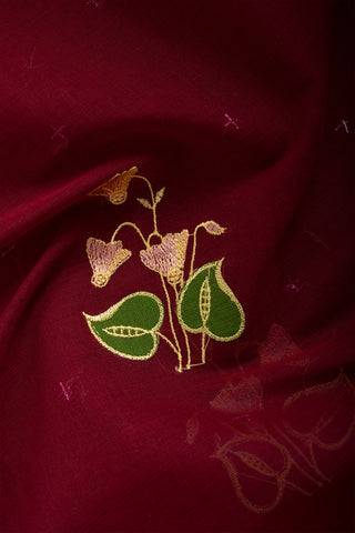 Kanchi Cotton Saree With Flower Design embroidery Work.