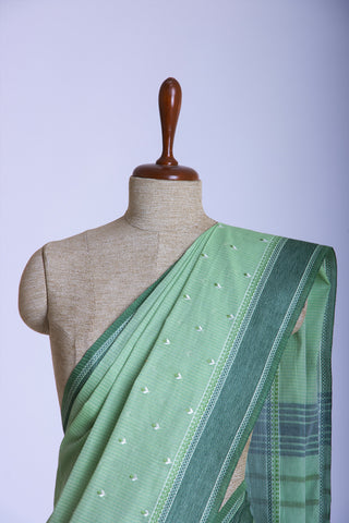 Kanchi Cotton Saree With colour Feather and flower Hand Embroidery