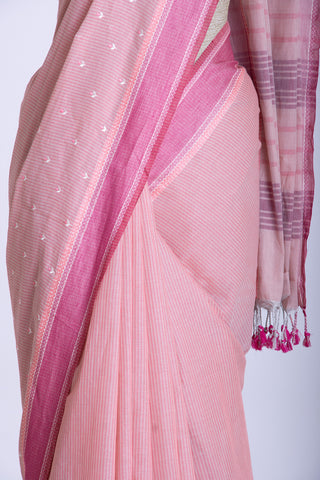 Kanchi Cotton Saree With colour Feather and flower Hand Embroidery