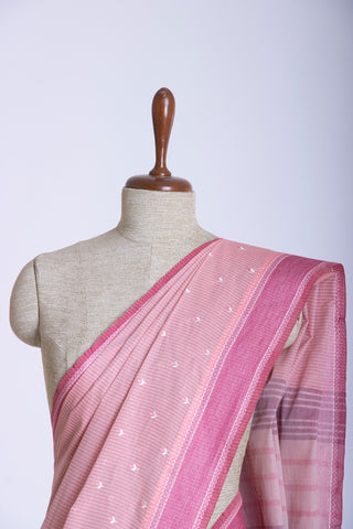 Kanchi Cotton Saree With colour Feather and flower Hand Embroidery