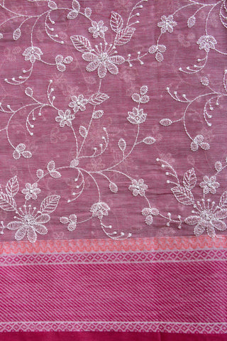 Kanchi Cotton Saree With colour Feather and flower Hand Embroidery