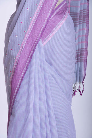 Kanchi Cotton Saree With colour Feather and flower Hand Embroidery