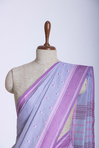 Kanchi Cotton Saree With colour Feather and flower Hand Embroidery