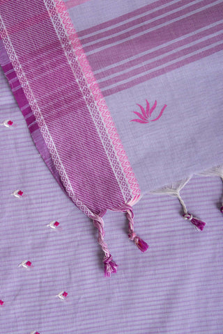 Kanchi Cotton Saree With colour Feather and flower Hand Embroidery