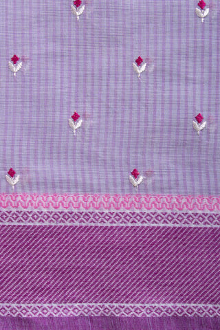 Kanchi Cotton Saree With colour Feather and flower Hand Embroidery