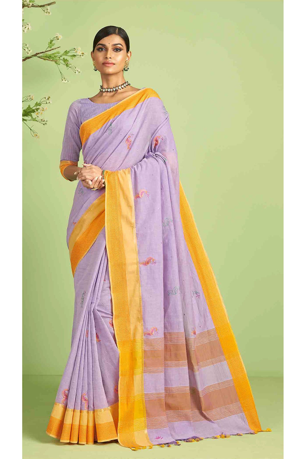 Kanchi Cotton Embroidery Work Saree