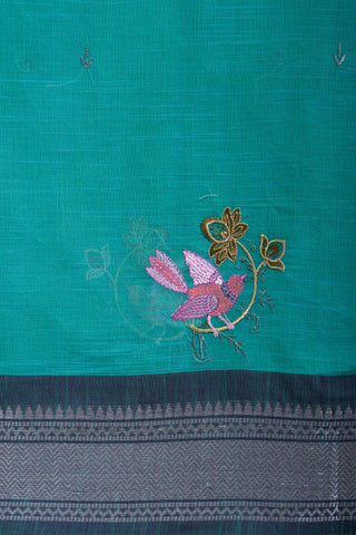 Mangalagiri Cotton Sarees With Bird Embroidary work.