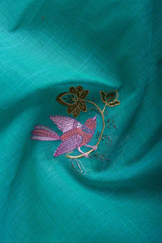 Mangalagiri Cotton Sarees With Bird Embroidary work.