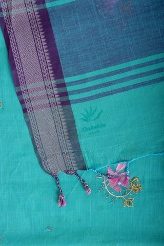 Mangalagiri Cotton Sarees With Bird Embroidary work.