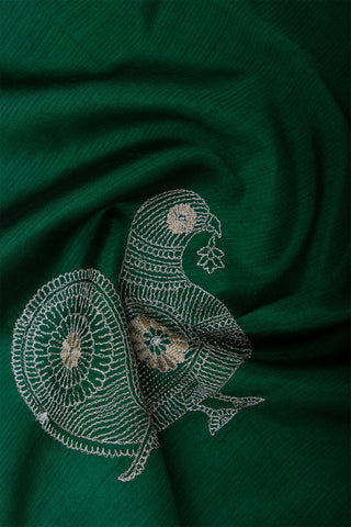 Mangalagiri silk saree with  Peacock design hand embroidered work.