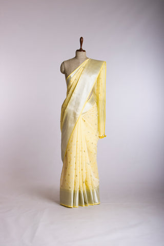 Mangalagiri Silk Saree With Hand Embroidered Work.