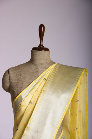 Mangalagiri Silk Saree With Hand Embroidered Work.