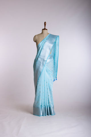 Mangalagiri Silk Saree With Hand Embroidered Work.