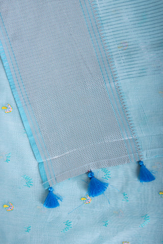 Mangalagiri Silk Saree With Hand Embroidered Work.