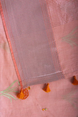 Mangalagiri silk saree with  flower design hand embroidered.