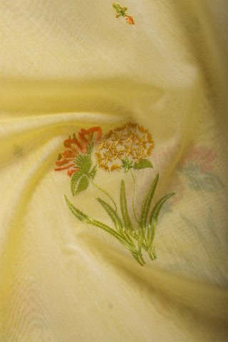 Mangalagiri silk saree with  flower design hand embroidered.