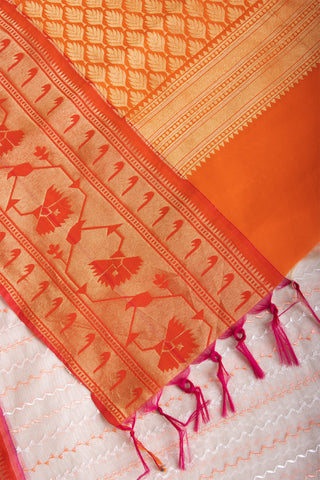 Paithani silk saree with Embroidery work and handprint  saree