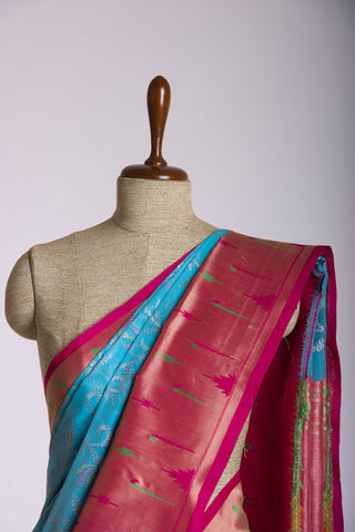 Paithani silk saree with all over contrast weaving