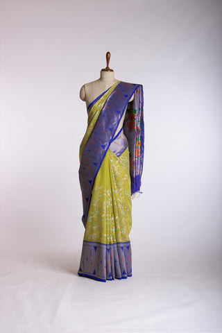 Paithani silk saree with all over contrast weaving