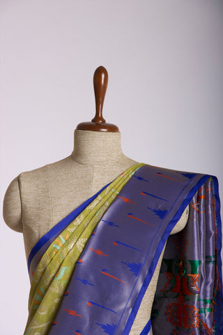 Paithani silk saree with all over contrast weaving