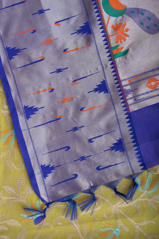 Paithani silk saree with all over contrast weaving