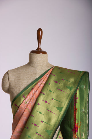 Paithani silk saree with all over contrast weaving