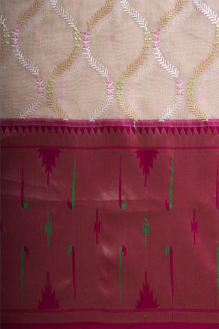 Paithani silk saree with Embroidery work and handprint  saree